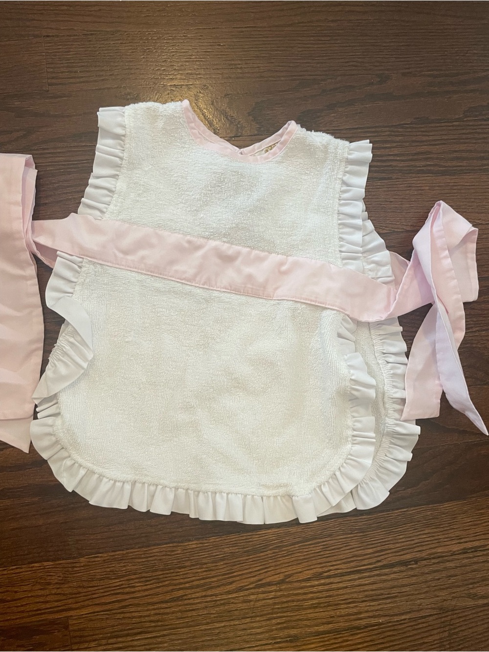 White and Pink Ruffle Bib Apron for Kids